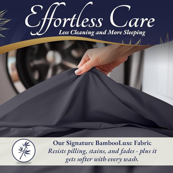 9- 100% Viscose Derived from Bamboo Sheets King Size 4pcs - Cooling 17" Deep - Picture 5 of 8